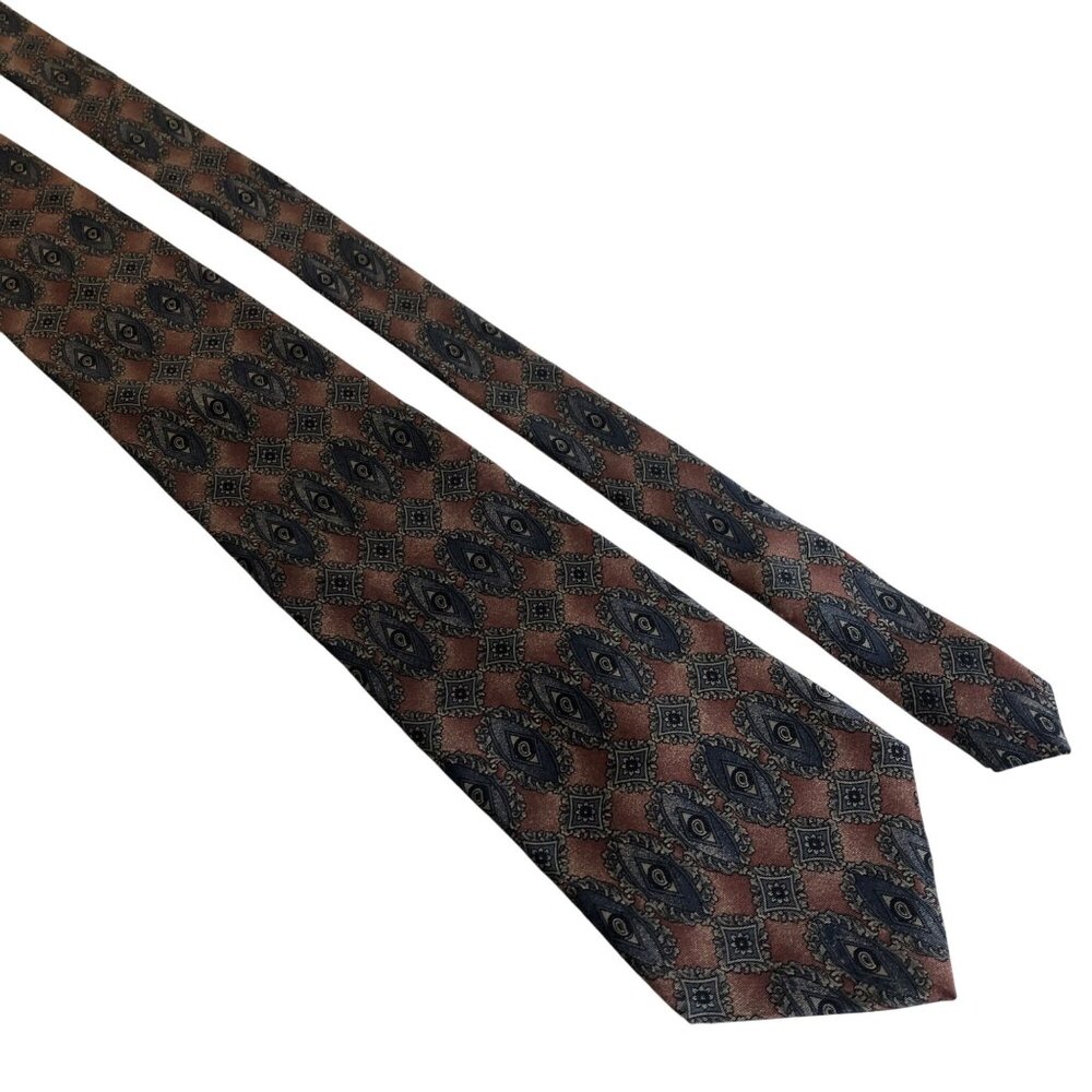 Zylos George Machado Silk Geometric Mauve Blue Mens Necktie Office Formal Gift